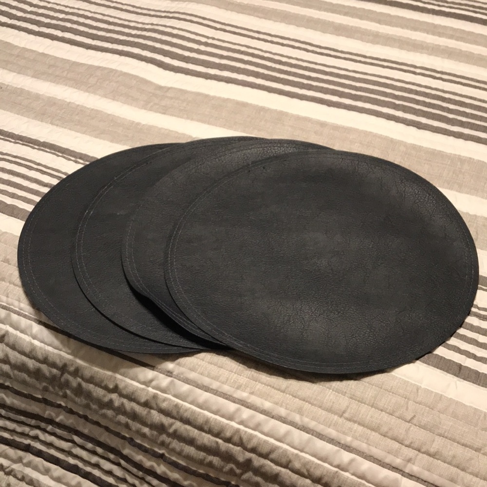 4 Navy Blue Faux Leather Chargers/Placemats